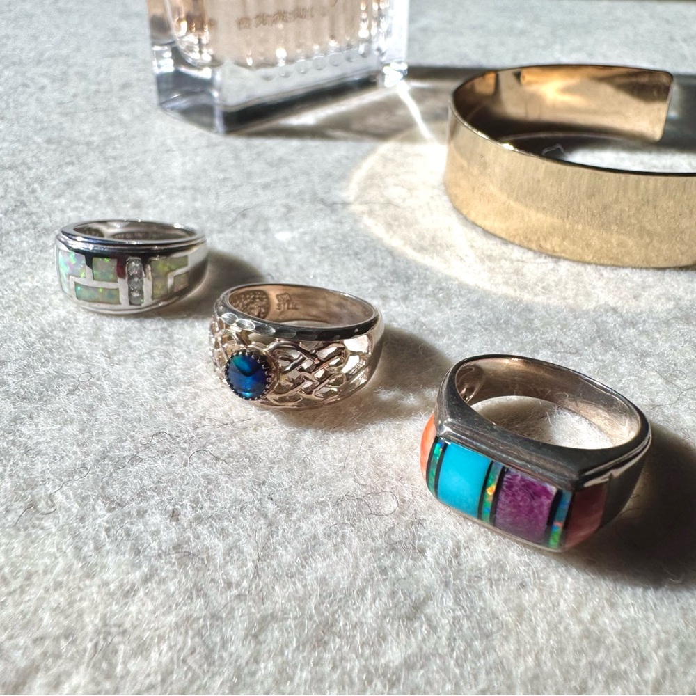 💎 Opal & cubic zirconia sterling silver ring - Picture 4 of 6